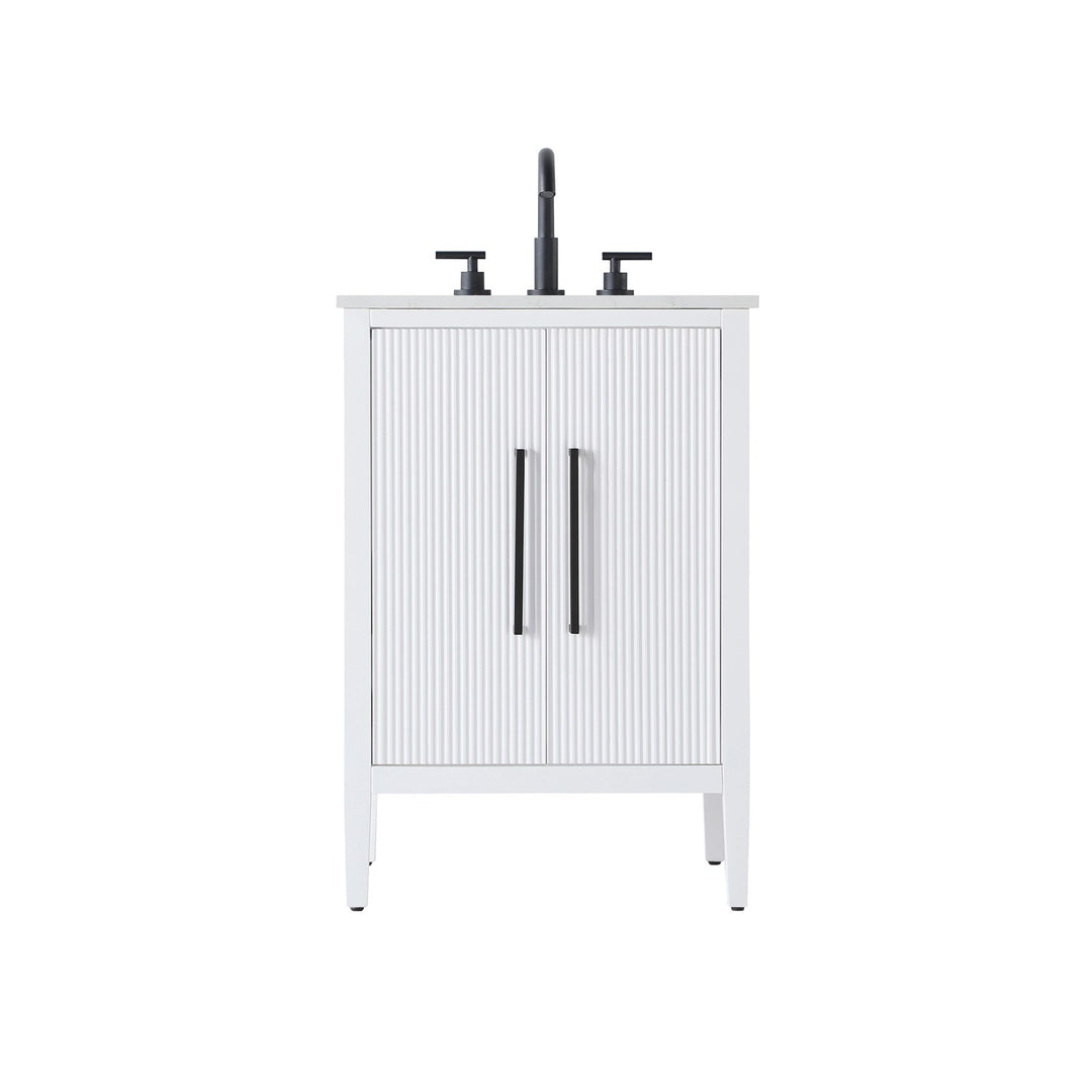 24 Inch Single Bathroom Vanity In White - View 2 - Joshua Marshal