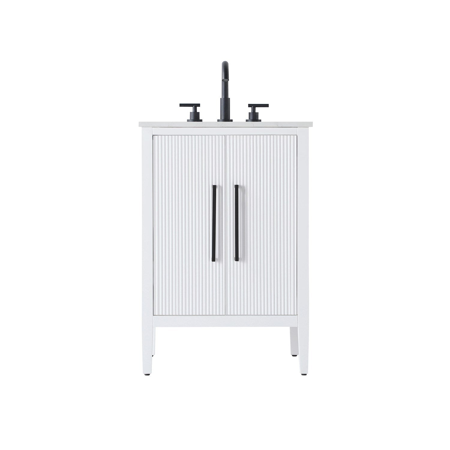 24 Inch Single Bathroom Vanity In White - View 2 - Joshua Marshal
