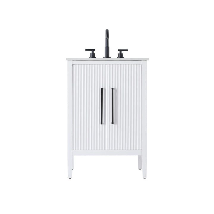 24 Inch Single Bathroom Vanity In White - View 2 - Joshua Marshal