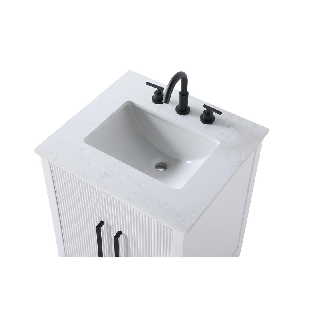 24 Inch Single Bathroom Vanity In White - View 4 - Joshua Marshal