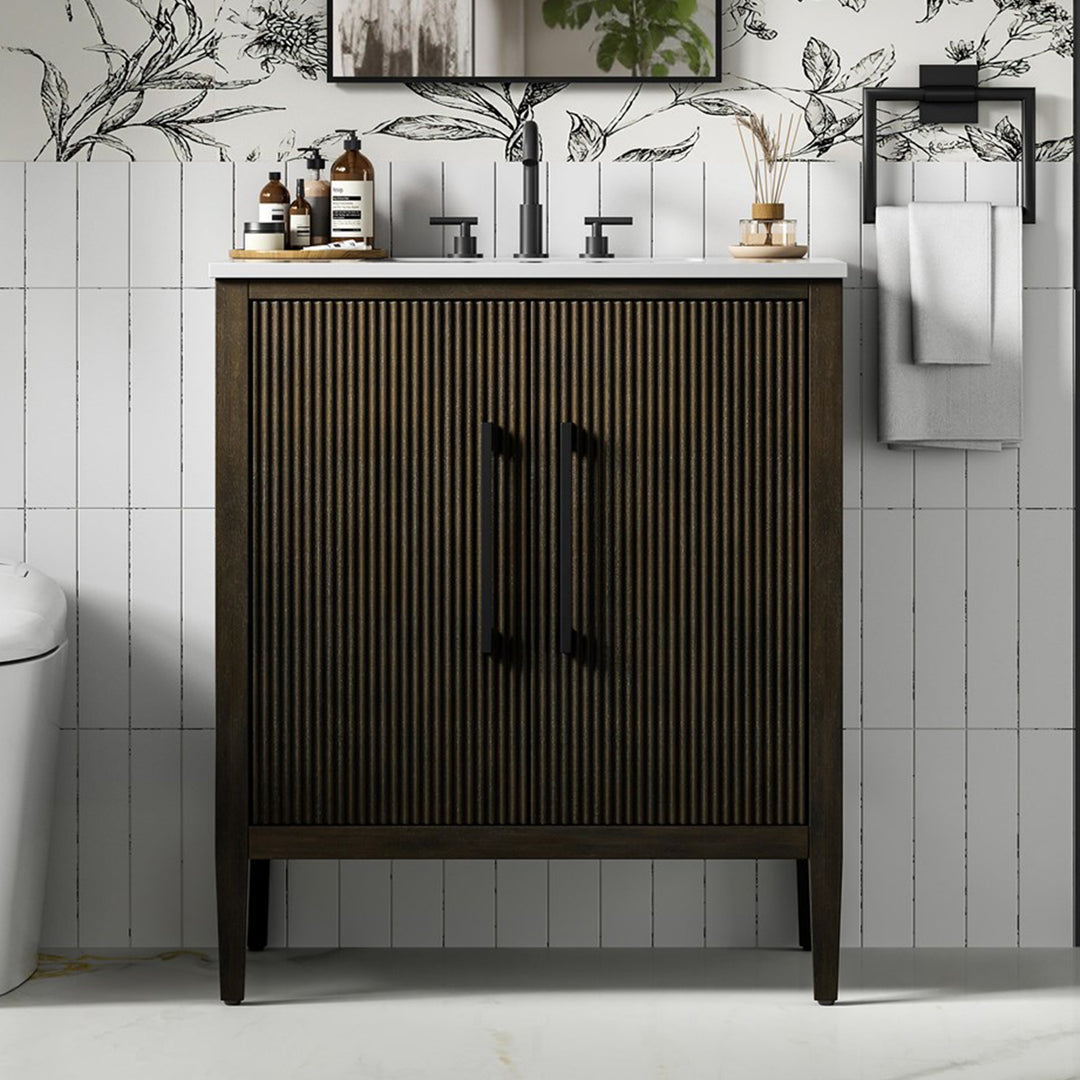 30 Inch Single Bathroom Vanity In Chocolate Oak Chocolate Oak Finish - KITCHEN & BATH by Joshua Marshal