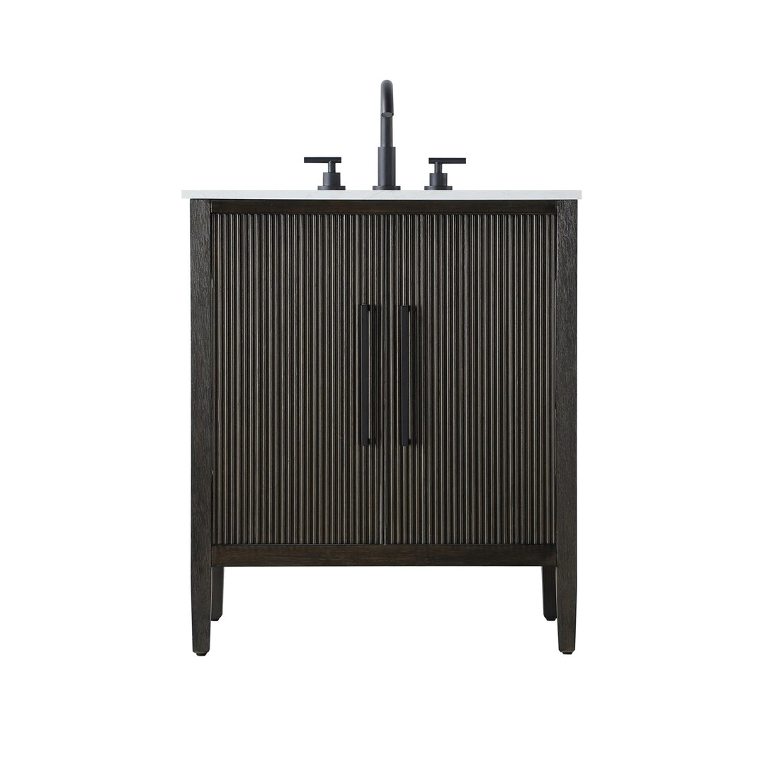 30 Inch Single Bathroom Vanity In Chocolate Oak - View 3 - Joshua Marshal