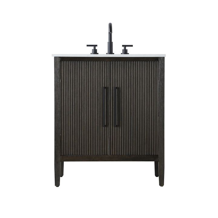 30 Inch Single Bathroom Vanity In Chocolate Oak - View 3 - Joshua Marshal