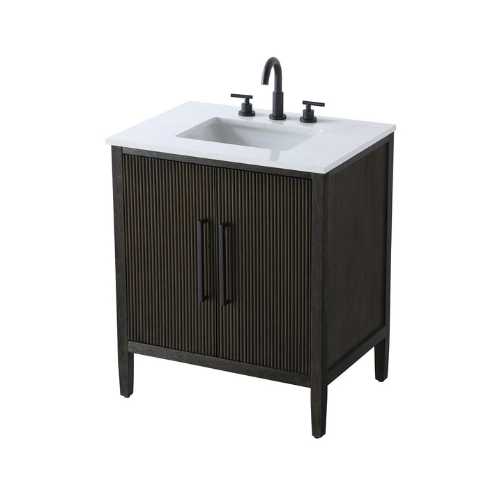 30 Inch Single Bathroom Vanity In Chocolate Oak - View 4 - Joshua Marshal