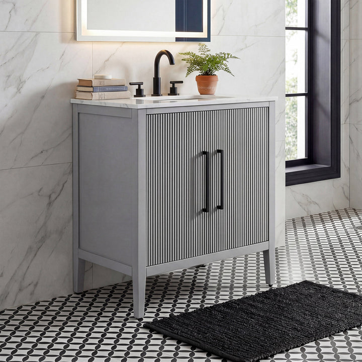 30 Inch Single Bathroom Vanity In Grey Grey Finish - KITCHEN & BATH by Joshua Marshal