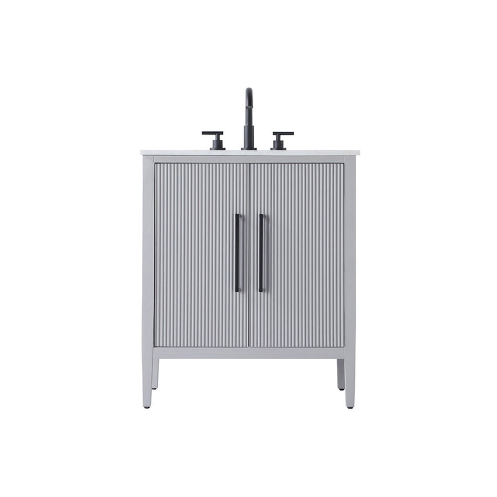 30 Inch Single Bathroom Vanity In Grey - View 3 - Joshua Marshal