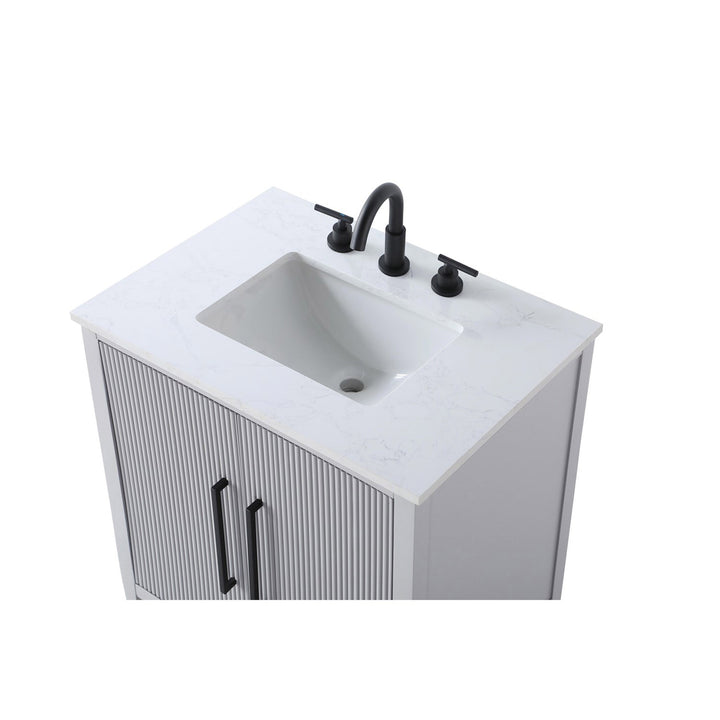 30 Inch Single Bathroom Vanity In Grey - View 6 - Joshua Marshal