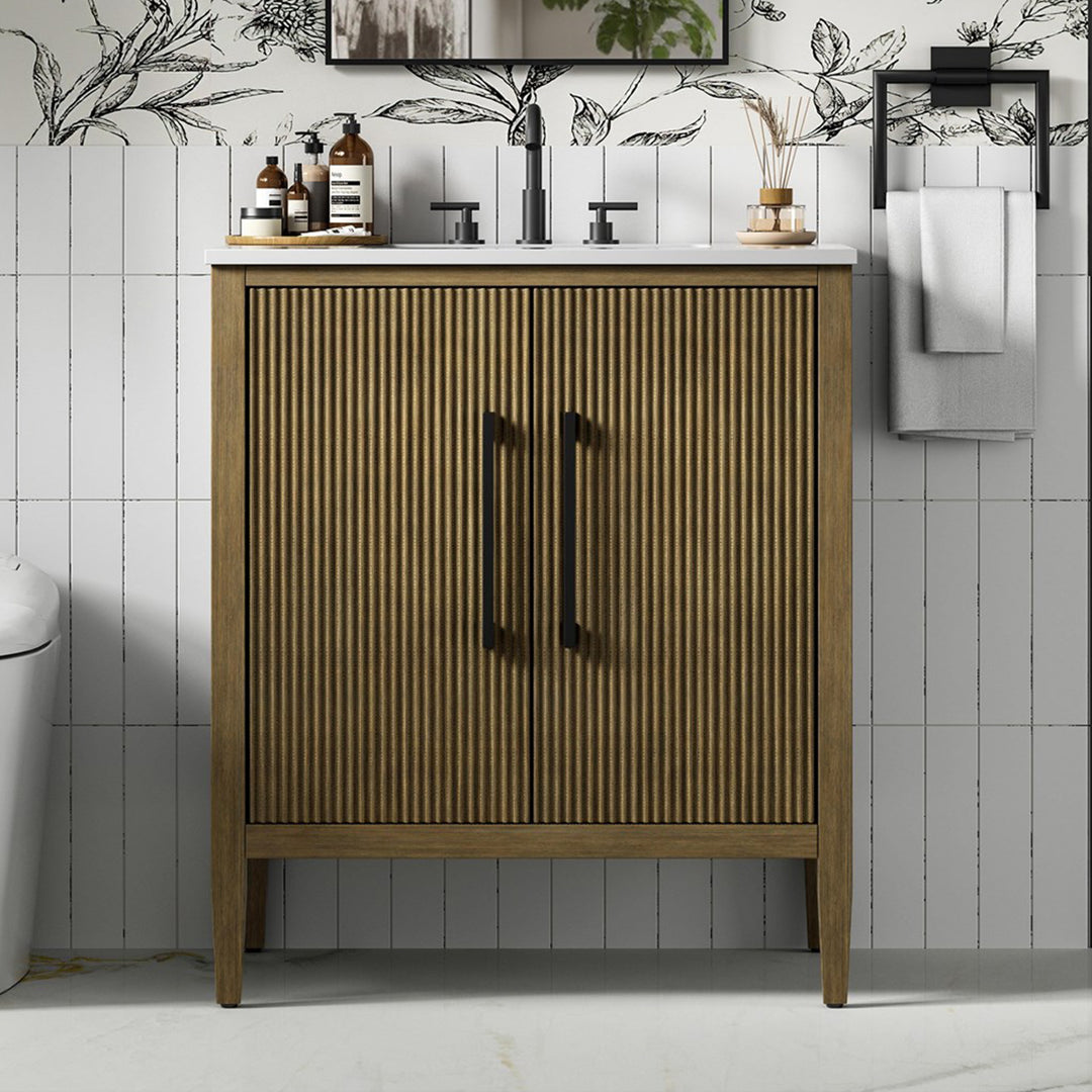 30 Inch Single Bathroom Vanity In Hazel Oak Hazel Oak Finish - KITCHEN & BATH by Joshua Marshal