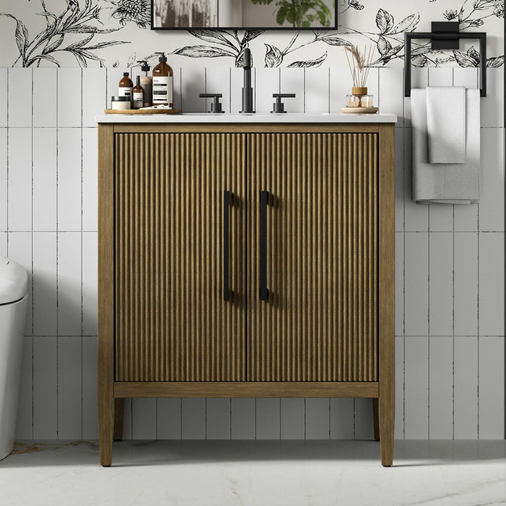 30 Inch Single Bathroom Vanity In Hazel Oak Hazel Oak Finish - KITCHEN & BATH by Joshua Marshal