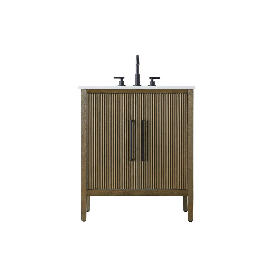 30 Inch Single Bathroom Vanity In Hazel Oak - View 3 - Joshua Marshal
