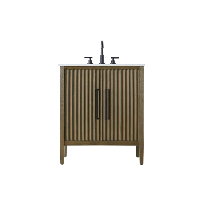 30 Inch Single Bathroom Vanity In Hazel Oak - View 3 - Joshua Marshal