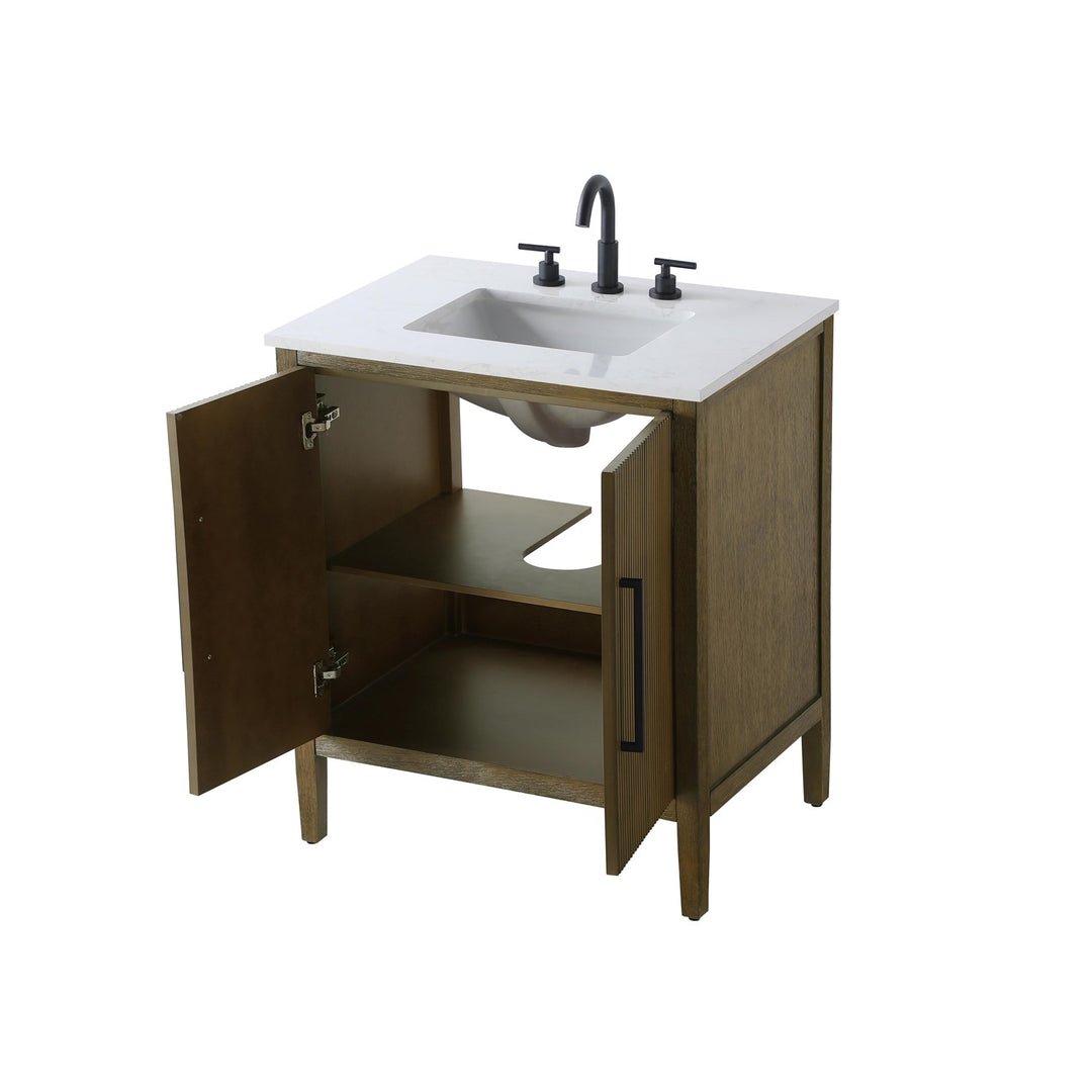 30 Inch Single Bathroom Vanity In Hazel Oak - View 4 - Joshua Marshal