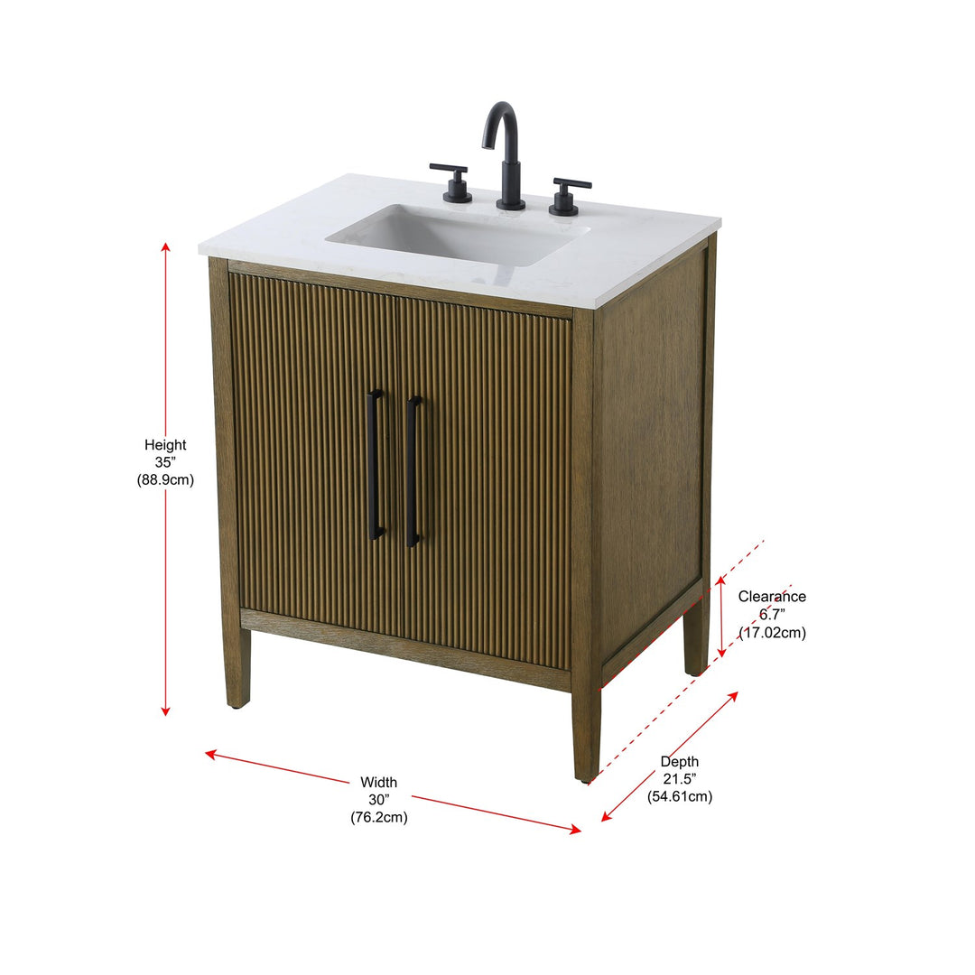 30 Inch Single Bathroom Vanity In Hazel Oak - View 5 - Joshua Marshal