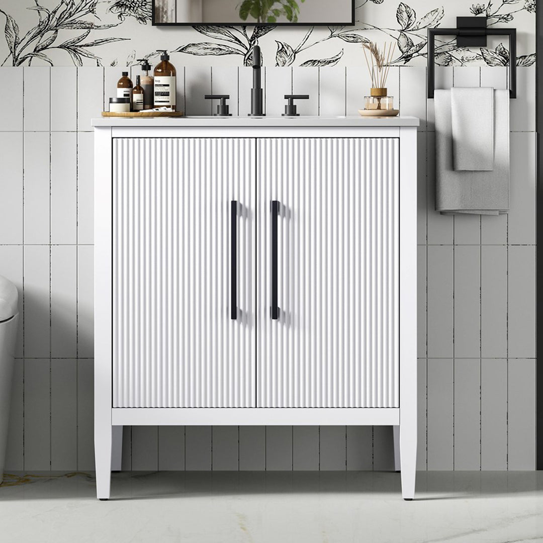 30 Inch Single Bathroom Vanity In White White Finish - KITCHEN & BATH by Joshua Marshal