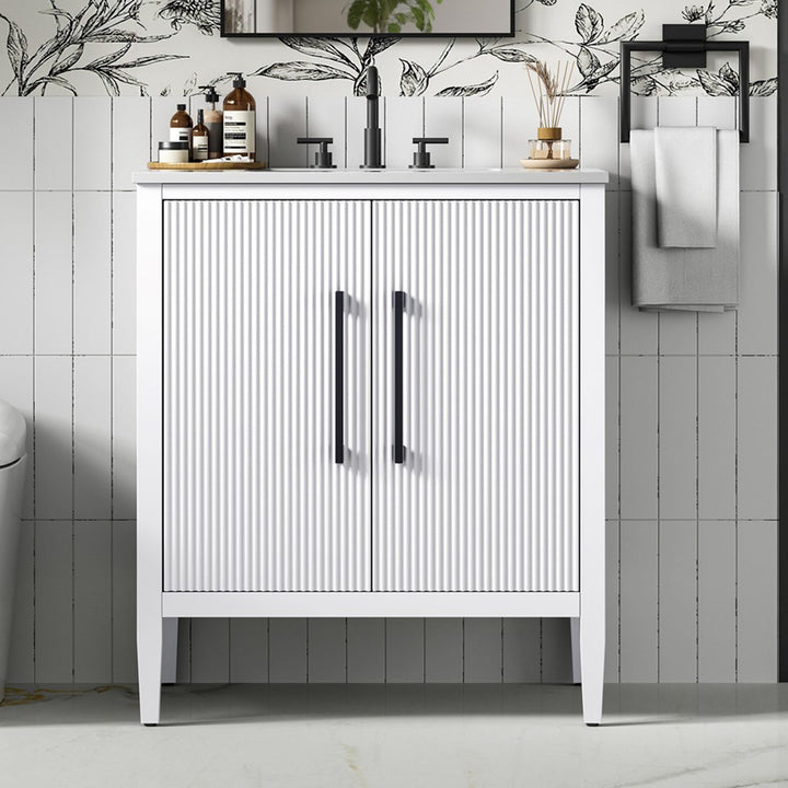30 Inch Single Bathroom Vanity In White White Finish - KITCHEN & BATH by Joshua Marshal