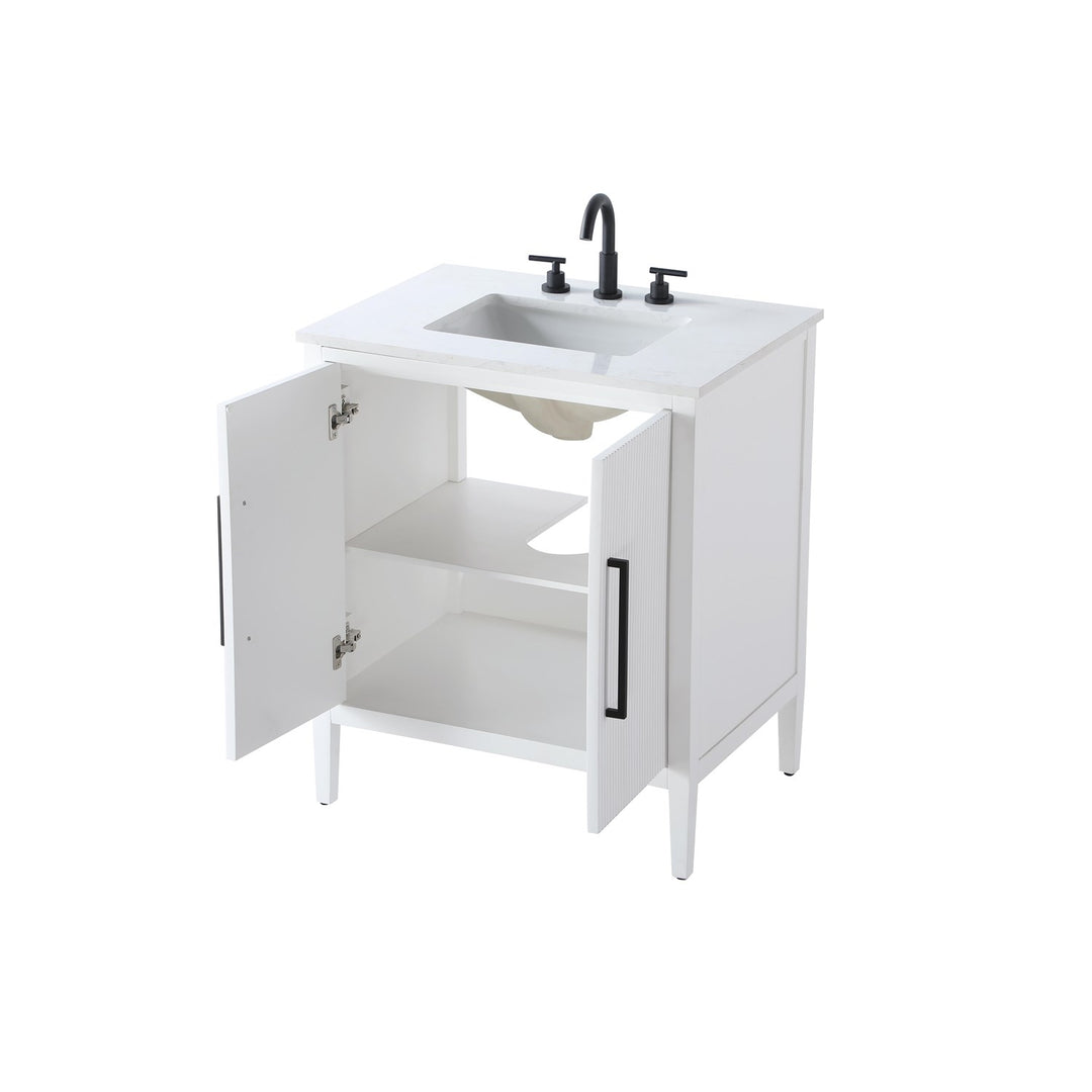 30 Inch Single Bathroom Vanity In White - View 4 - Joshua Marshal