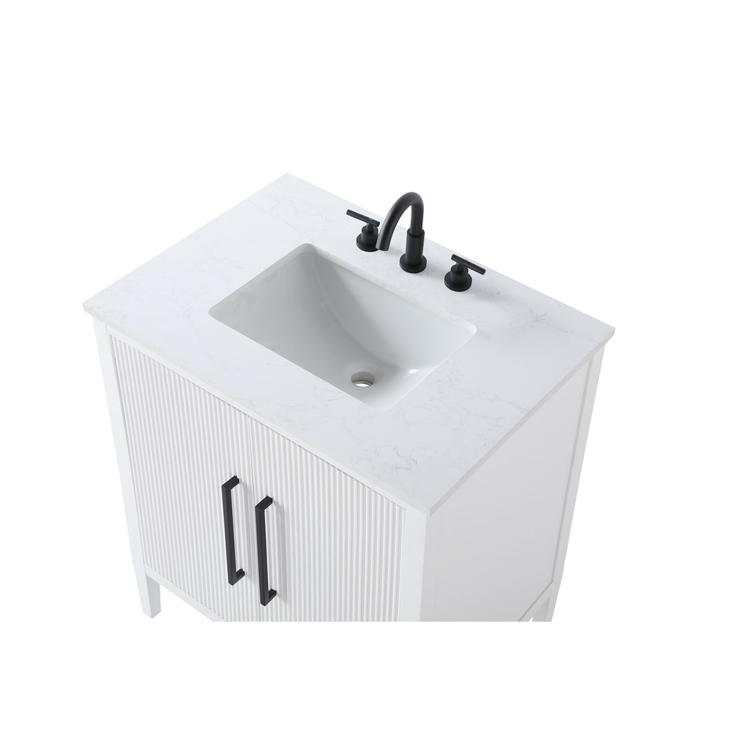 30 Inch Single Bathroom Vanity In White - View 5 - Joshua Marshal