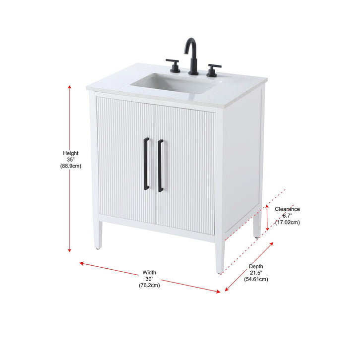 30 Inch Single Bathroom Vanity In White - View 6 - Joshua Marshal