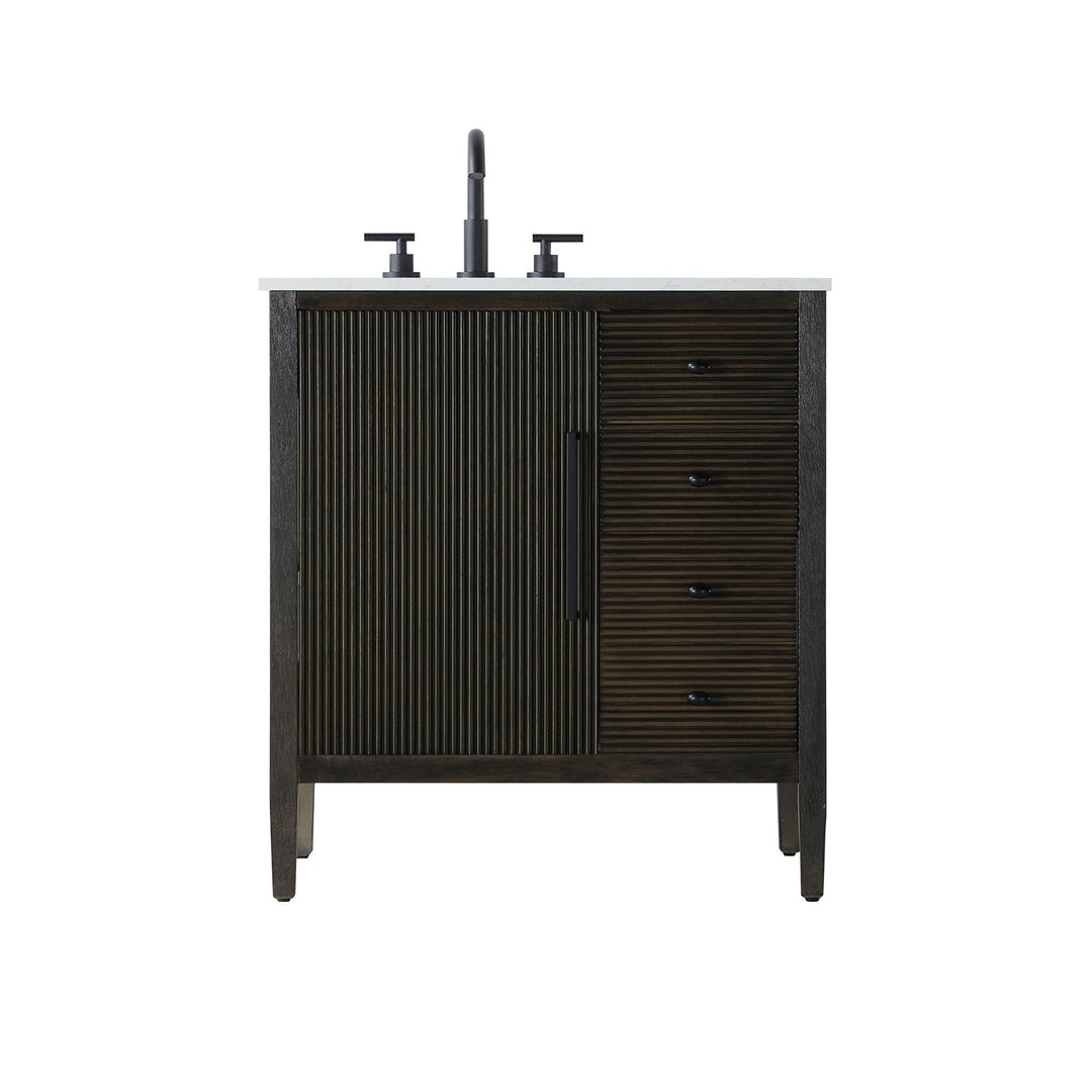 32 Inch Single Bathroom Vanity In Chocolate Oak - View 3 - Joshua Marshal