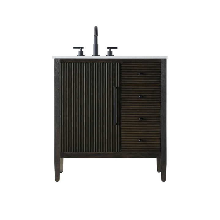 32 Inch Single Bathroom Vanity In Chocolate Oak - View 3 - Joshua Marshal