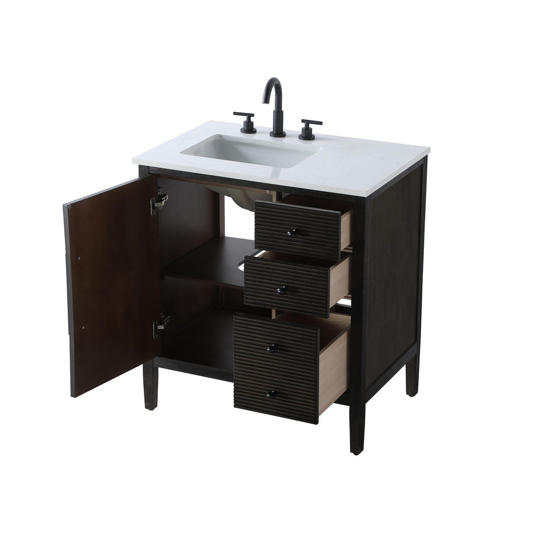 32 Inch Single Bathroom Vanity In Chocolate Oak - View 4 - Joshua Marshal