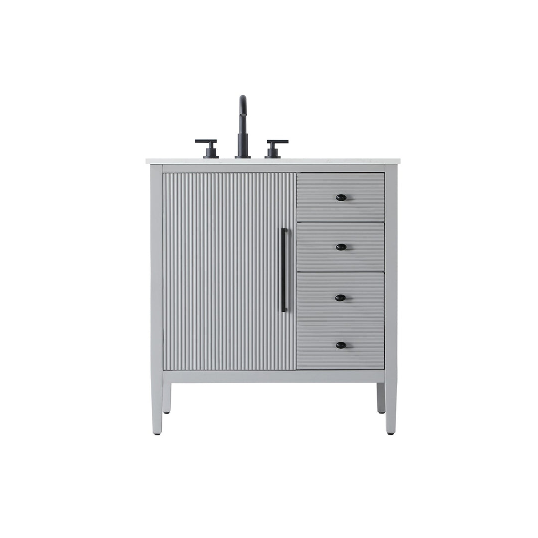 32 Inch Single Bathroom Vanity In Grey - View 3 - Joshua Marshal