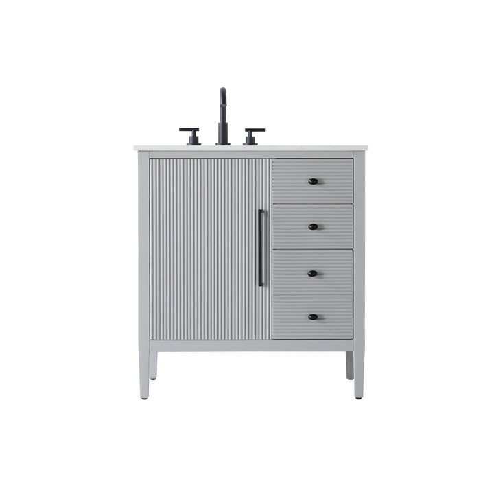 32 Inch Single Bathroom Vanity In Grey - View 3 - Joshua Marshal