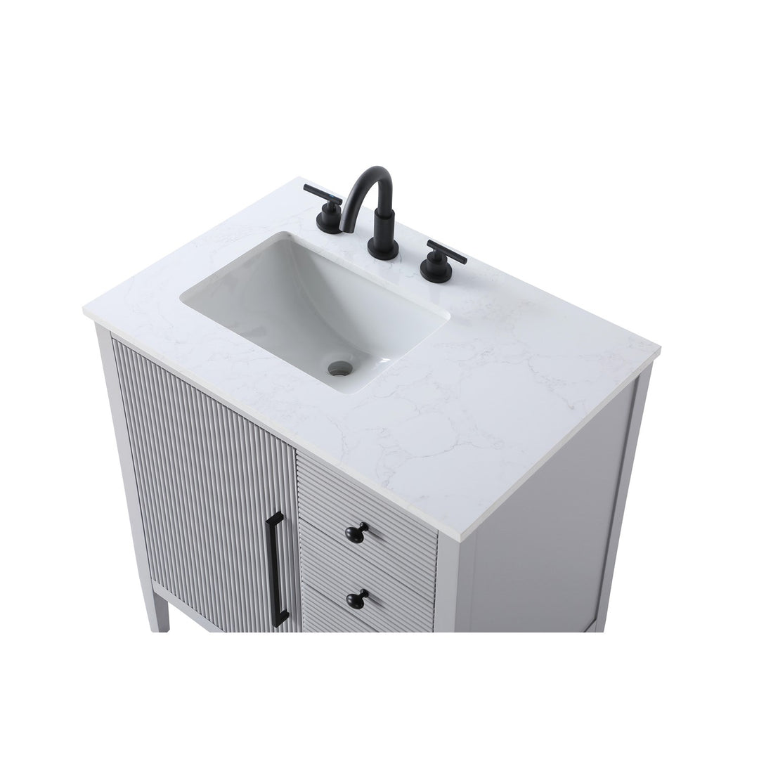 32 Inch Single Bathroom Vanity In Grey - View 5 - Joshua Marshal