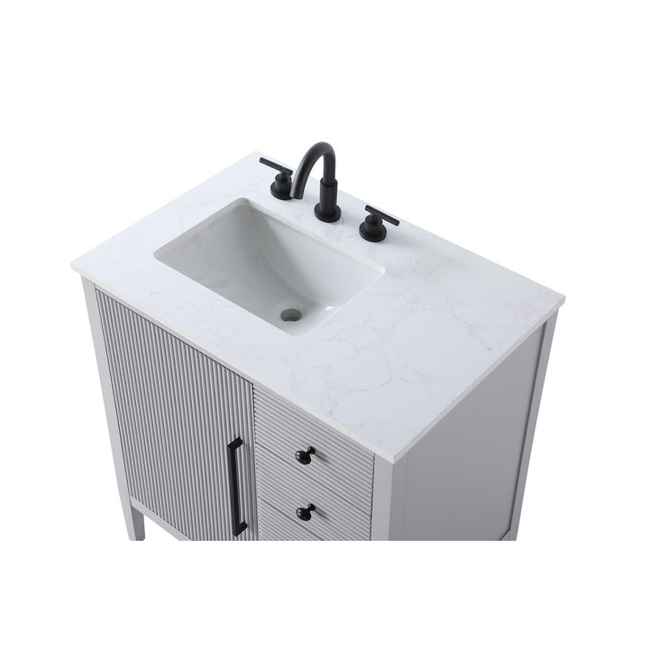 32 Inch Single Bathroom Vanity In Grey - View 5 - Joshua Marshal