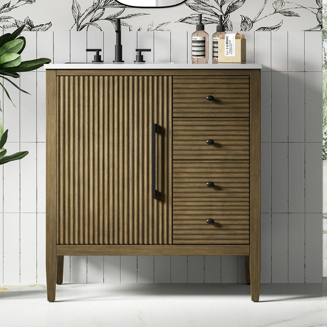 32 Inch Single Bathroom Vanity In Hazel Oak Hazel Oak Finish - KITCHEN & BATH by Joshua Marshal