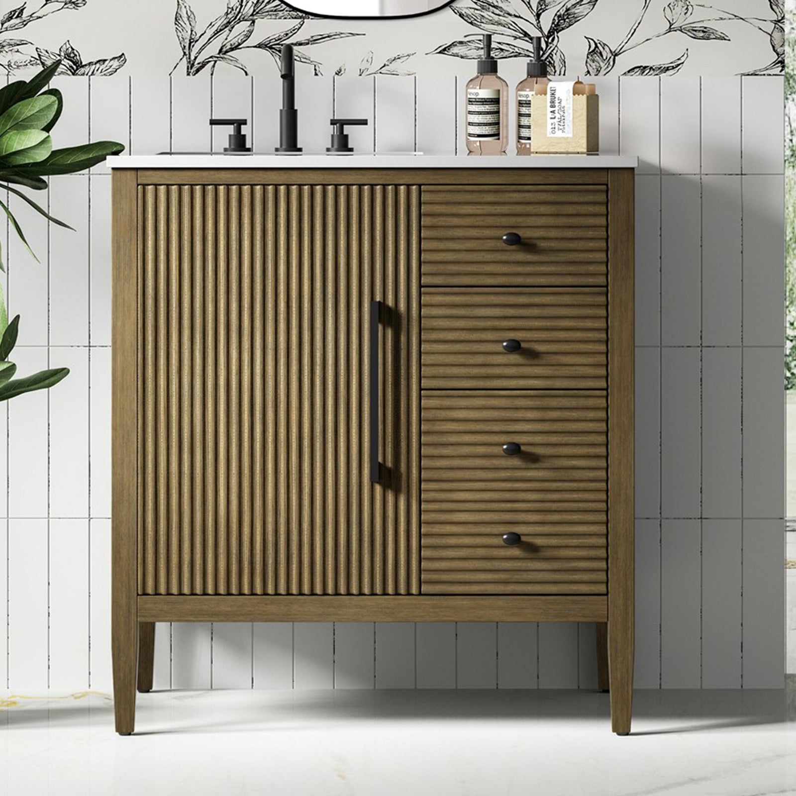 32 Inch Single Bathroom Vanity In Hazel Oak Hazel Oak Finish - KITCHEN & BATH by Joshua Marshal