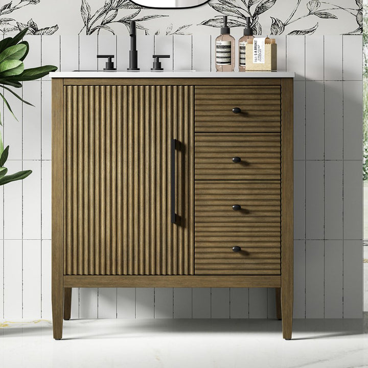 32 Inch Single Bathroom Vanity In Hazel Oak Hazel Oak Finish - KITCHEN & BATH by Joshua Marshal