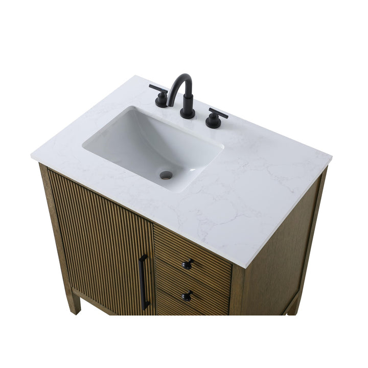 32 Inch Single Bathroom Vanity In Hazel Oak - View 5 - Joshua Marshal