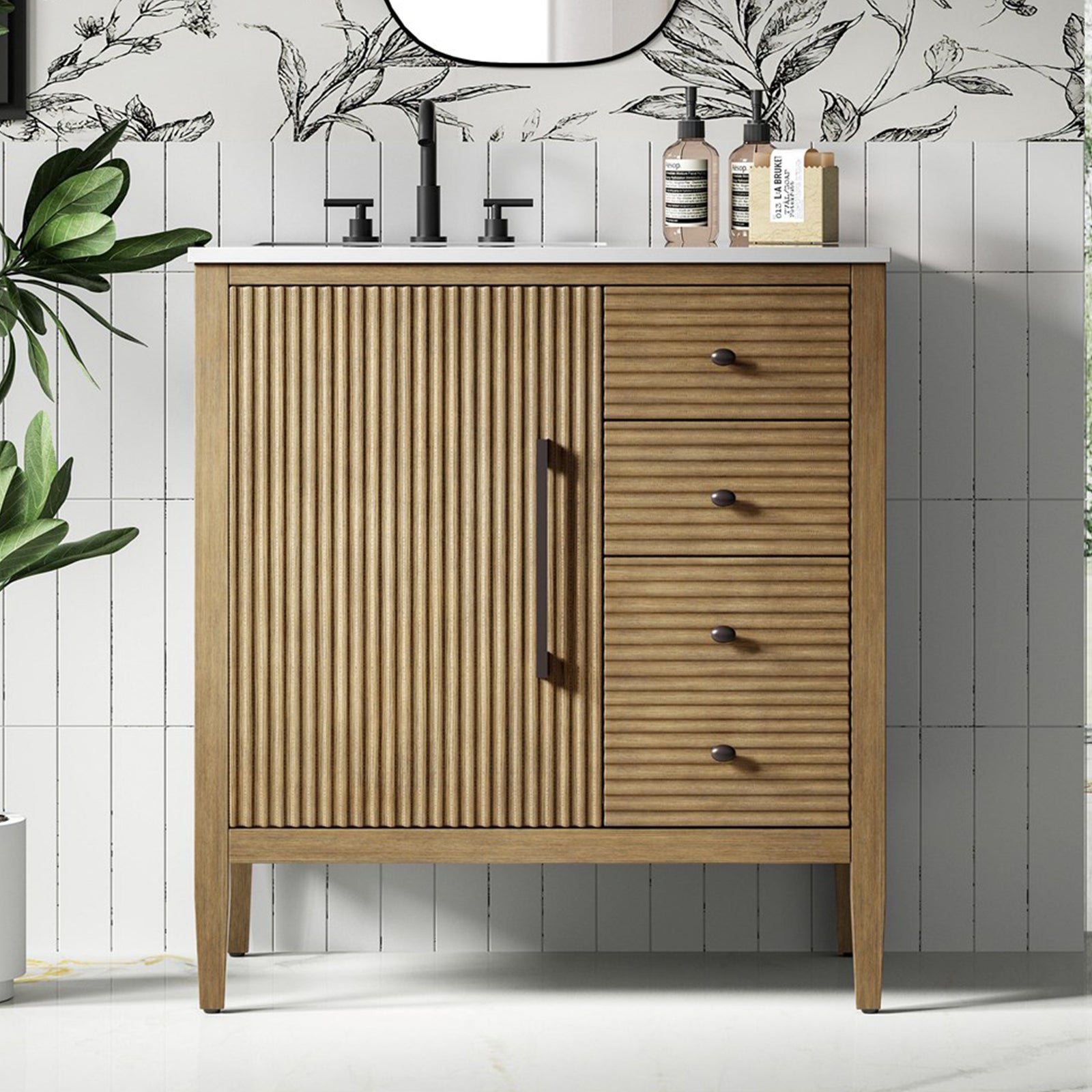 32 Inch Single Bathroom Vanity In Linen Oak Linen Oak Finish - KITCHEN & BATH by Joshua Marshal