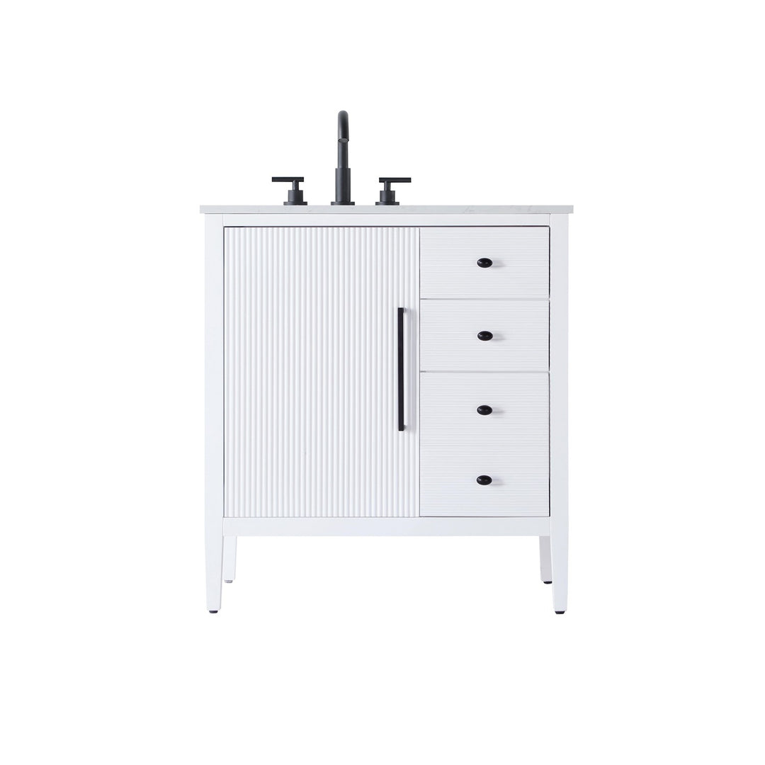 32 Inch Single Bathroom Vanity In White - View 3 - Joshua Marshal