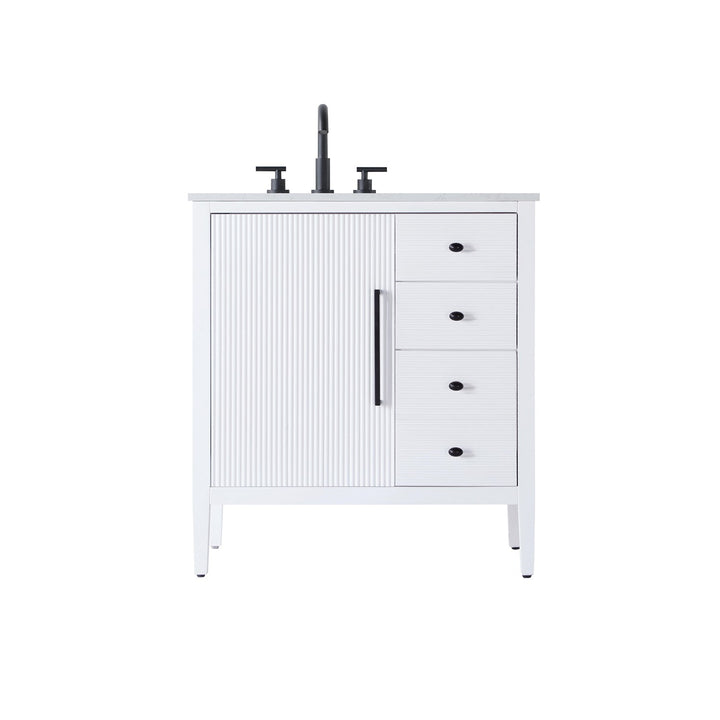 32 Inch Single Bathroom Vanity In White - View 3 - Joshua Marshal