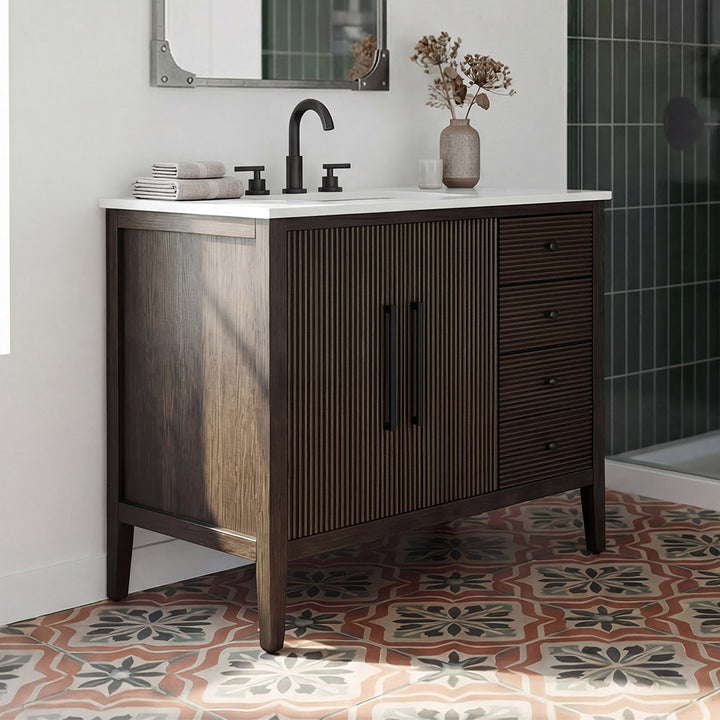 36 Inch Single Bathroom Vanity In Chocolate Oak Chocolate Oak Finish - KITCHEN & BATH by Joshua Marshal