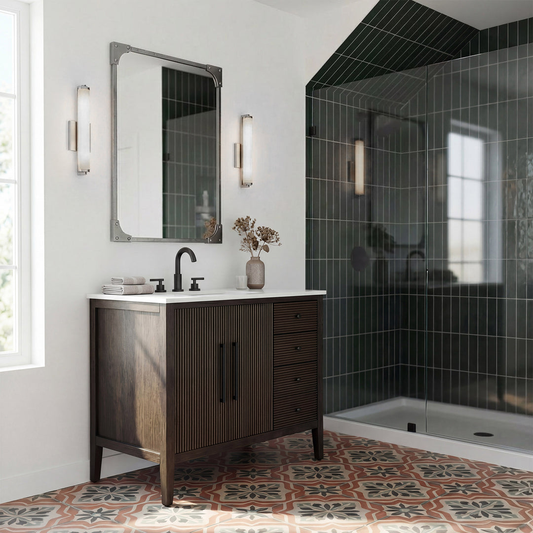 36 Inch Single Bathroom Vanity In Chocolate Oak - View 2 - Joshua Marshal