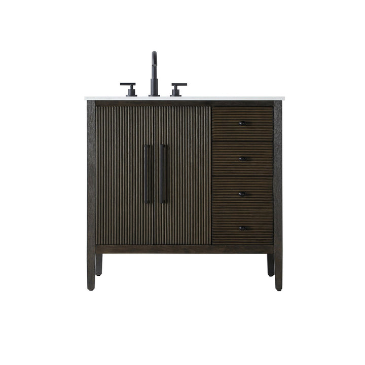 36 Inch Single Bathroom Vanity In Chocolate Oak - View 3 - Joshua Marshal