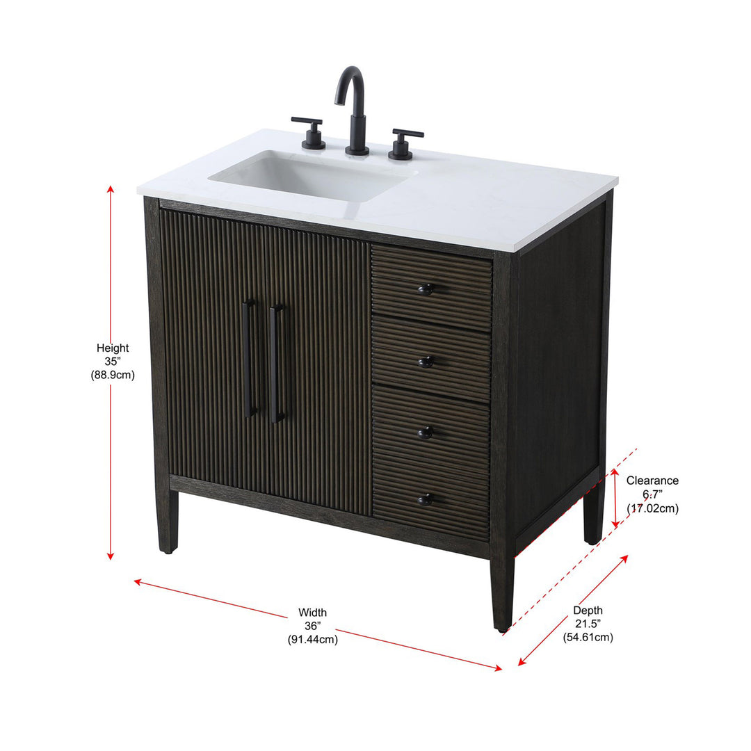 36 Inch Single Bathroom Vanity In Chocolate Oak - View 4 - Joshua Marshal