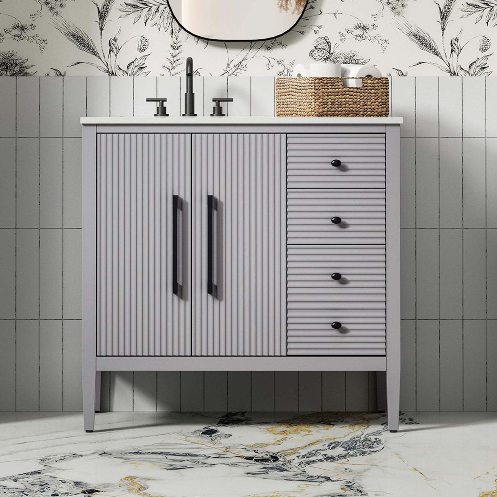 36 Inch Single Bathroom Vanity In Grey Grey Finish - KITCHEN & BATH by Joshua Marshal