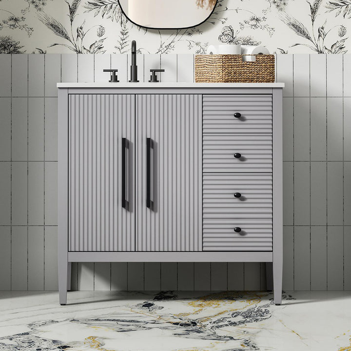 36 Inch Single Bathroom Vanity In Grey Grey Finish - KITCHEN & BATH by Joshua Marshal
