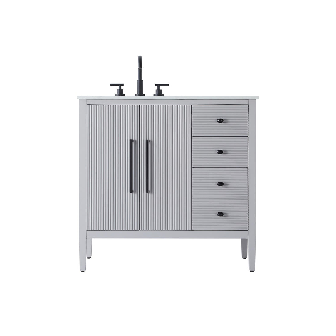36 Inch Single Bathroom Vanity In Grey - View 3 - Joshua Marshal