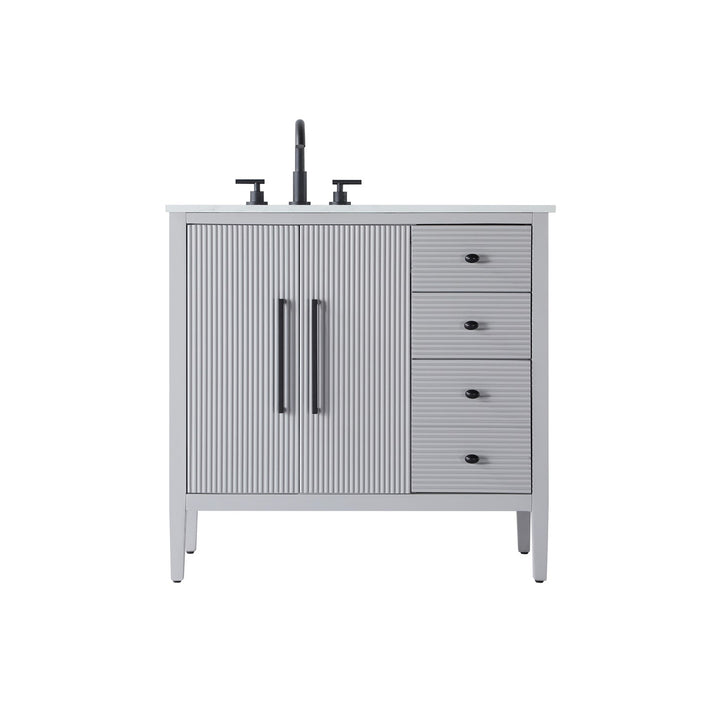 36 Inch Single Bathroom Vanity In Grey - View 3 - Joshua Marshal