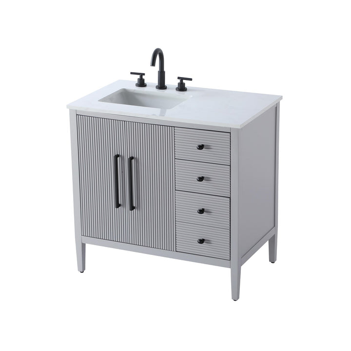 36 Inch Single Bathroom Vanity In Grey - View 5 - Joshua Marshal