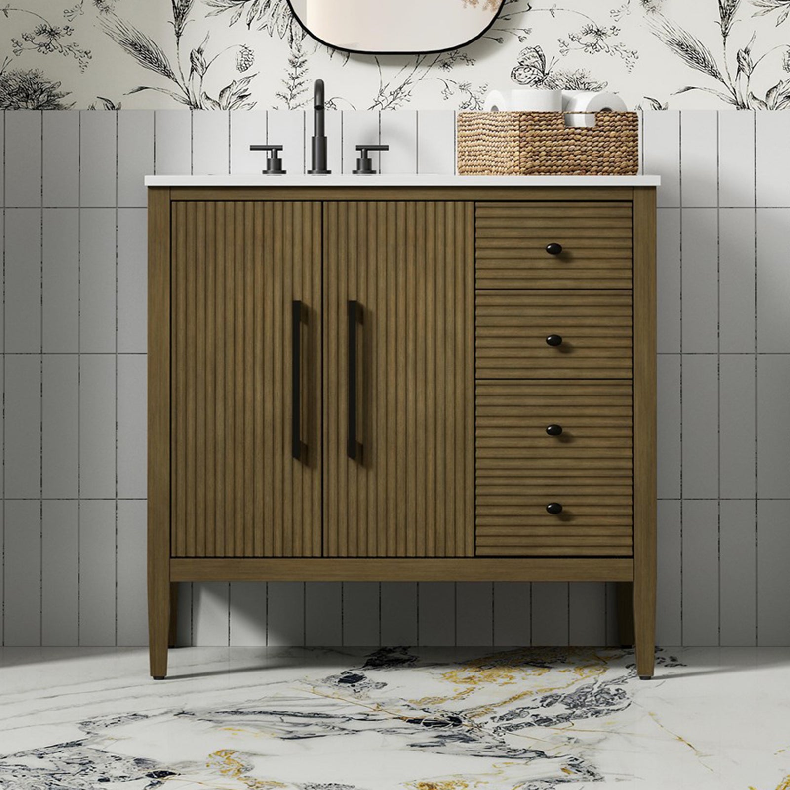 36 Inch Single Bathroom Vanity In Hazel Oak Hazel Oak Finish - KITCHEN & BATH by Joshua Marshal