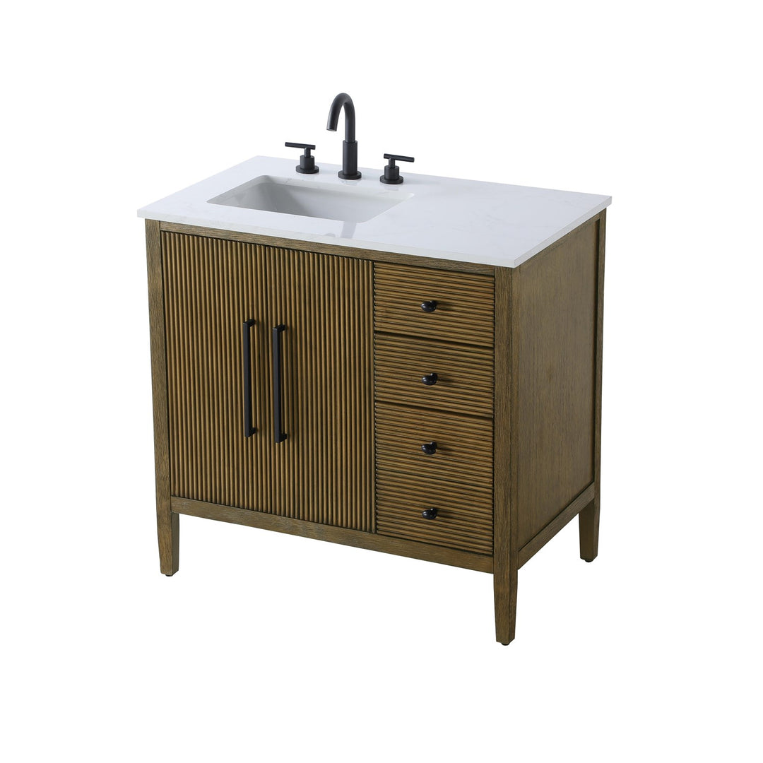 36 Inch Single Bathroom Vanity In Hazel Oak - View 4 - Joshua Marshal