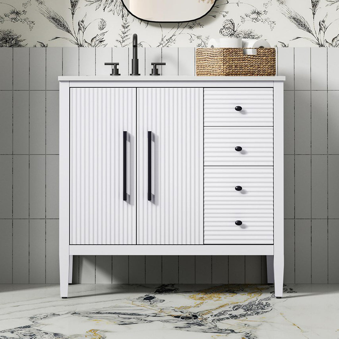 36 Inch Single Bathroom Vanity In White White Finish - KITCHEN & BATH by Joshua Marshal