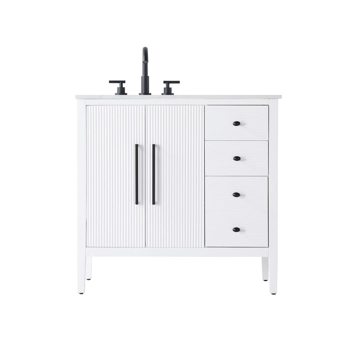 36 Inch Single Bathroom Vanity In White - View 3 - Joshua Marshal