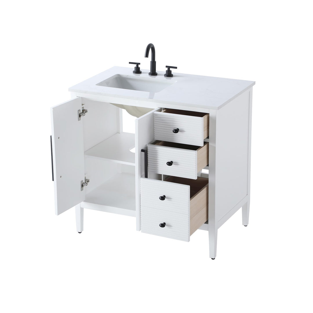 36 Inch Single Bathroom Vanity In White - View 4 - Joshua Marshal